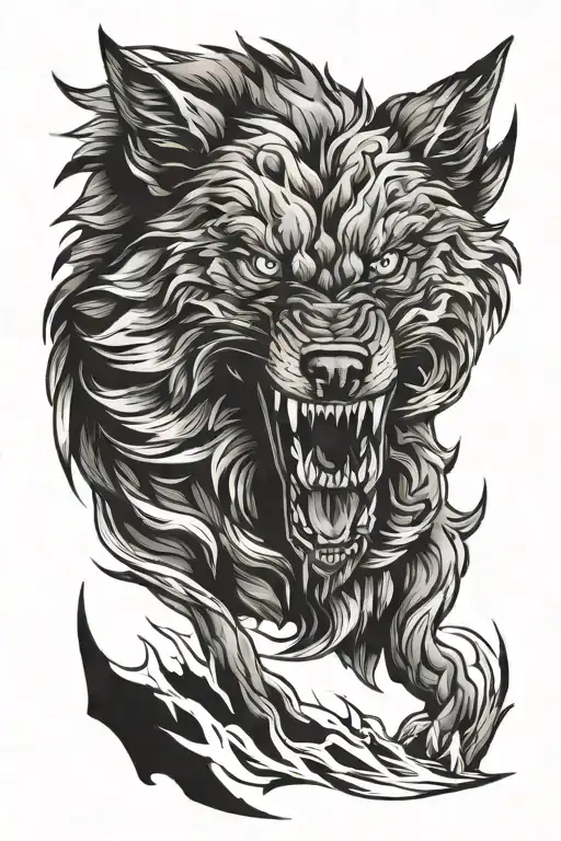 Dark Snarling Wolf