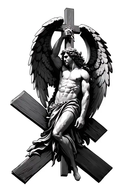 Arch Angel Michael Coming Out Of A Cross