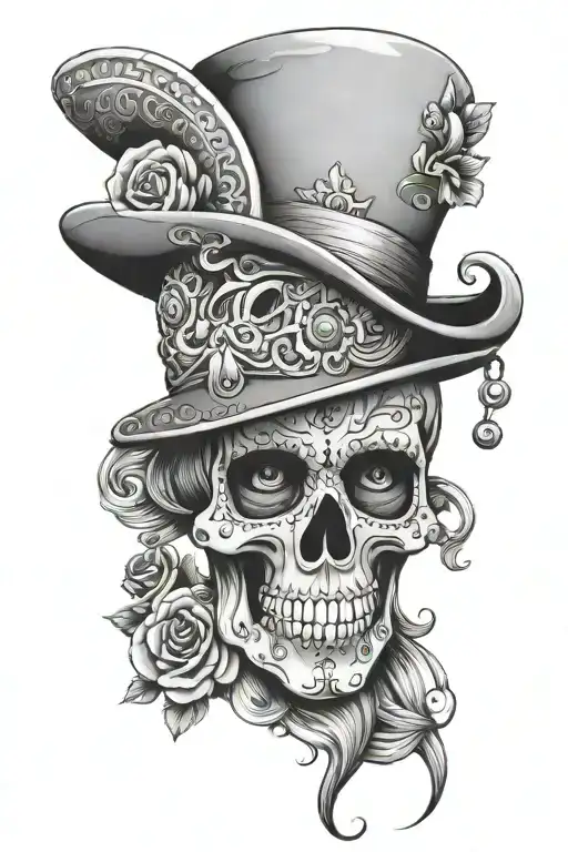 Sugar Skull Wearing Hat