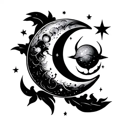 A Half Moon With A Little Star