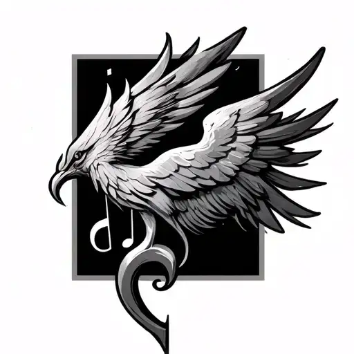 Musical Note Transforming Metal Into A Phoenix