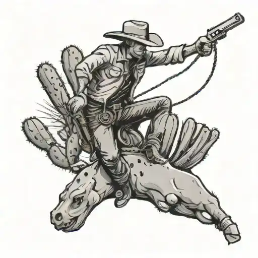 A Cowboy Lassoing A Concrete Cactus