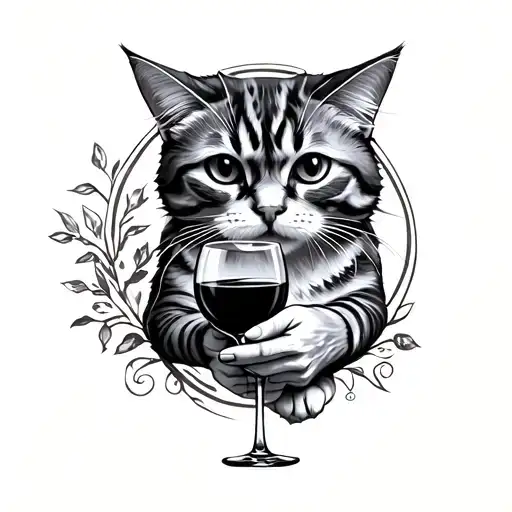 Cat With A Wine In Hand