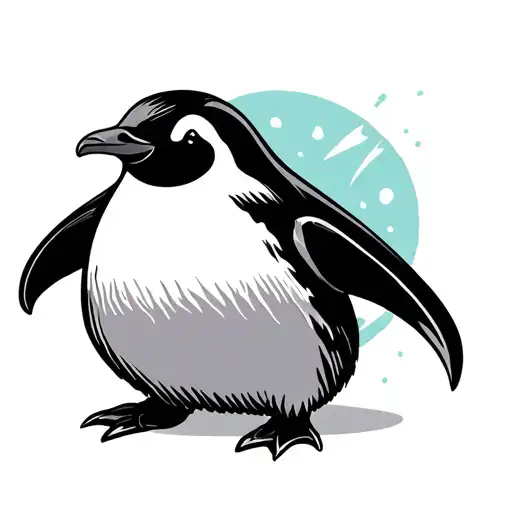 Penguin With Lung Cancer Symbol