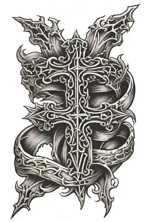 Cross Wrapped In Jesus Thorn Crown