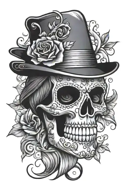 Sugar Skull Wearing Hat