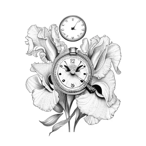 Iris Flowers With Clock Sleeve