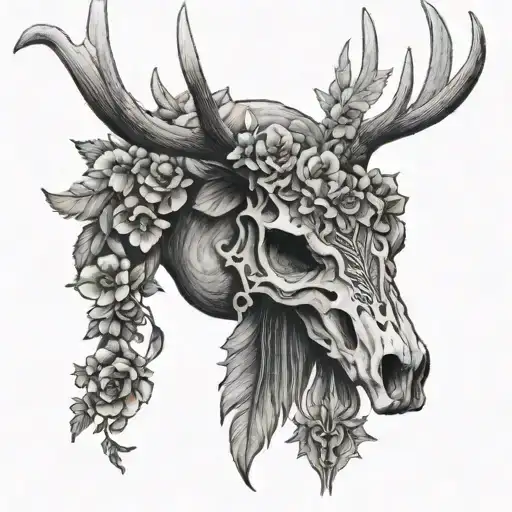Elk Skull War Bonnet Flower
