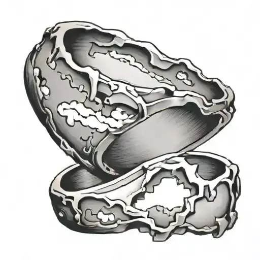 Broken Wedding Ring Going Up To Clouds