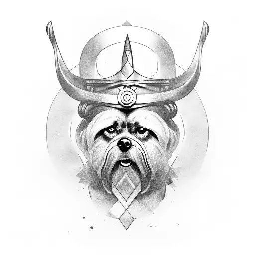 Incorporate A Viking Warrior And A Dog In A Black-grey Style