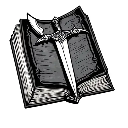 Open Paladin Holy Book With A Dagger As A Bookmark In The Middle Crease Of The Book