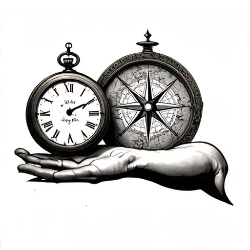 Compass And Clock Map Inthe Background Forearm