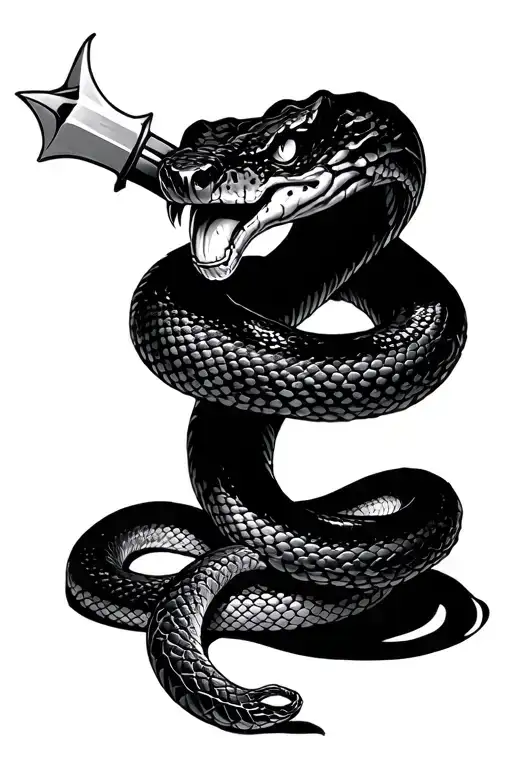 A Snake With A Dagger Through Its Head