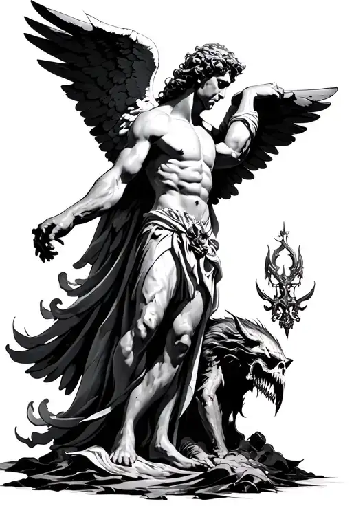 Archangel Triumphing Over Evil Leg Sleeve