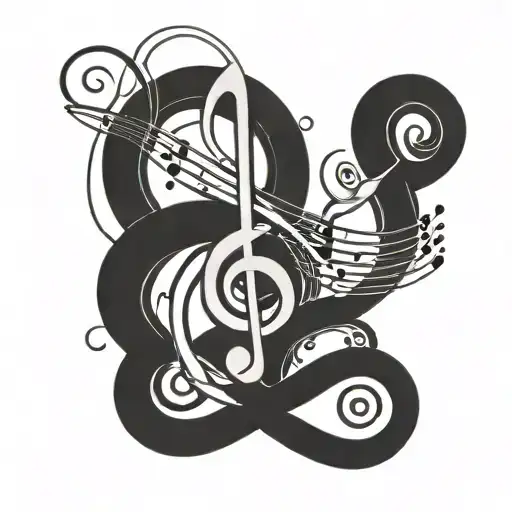 A Minimalist Tattoo Of A Music Note Intertwined With The Symbol For Life