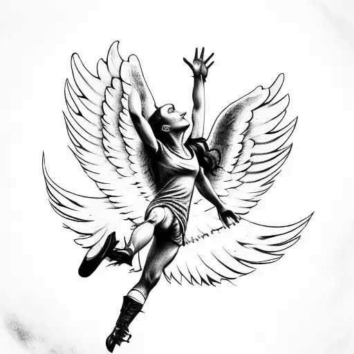 A Sketch Of A Fallen Angel Reaching For The Sky