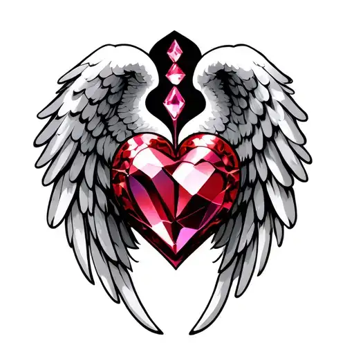 Broken Heart Angel Wings Gems