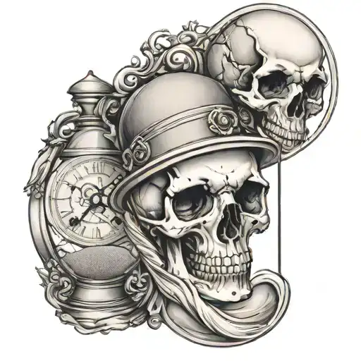 Skull Inside Of Hour Glass With Sand