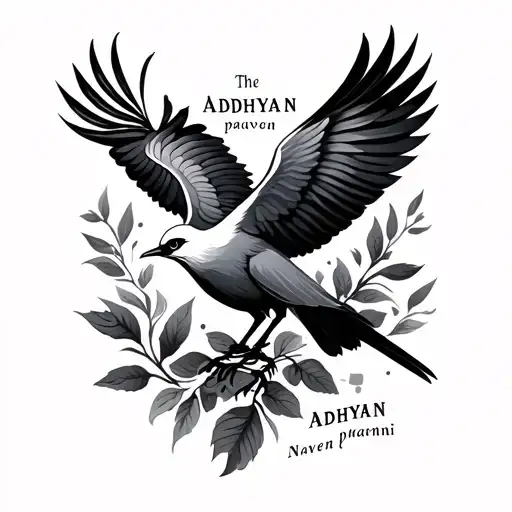 Bird Tatto With Names Incorporated Adhyan Naveen Paavni