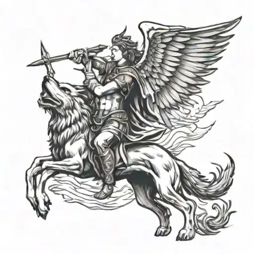 Saint Michael And Wolf Howling
