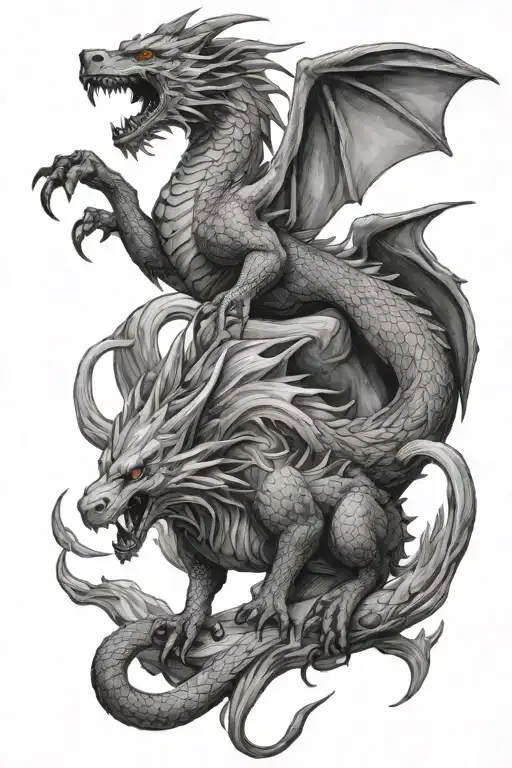 Dragon And Wolf Standing
