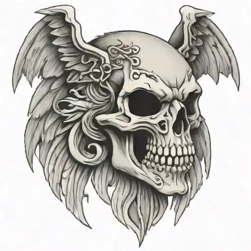 Wolf Skull With Wings And Sword