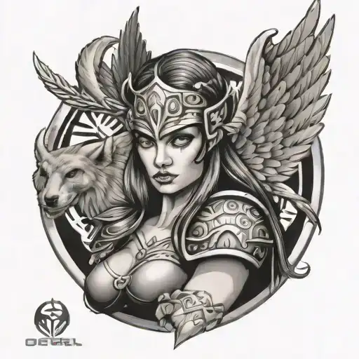 Dietzel Girl Style Tattoo Featuring Valkyrie Head