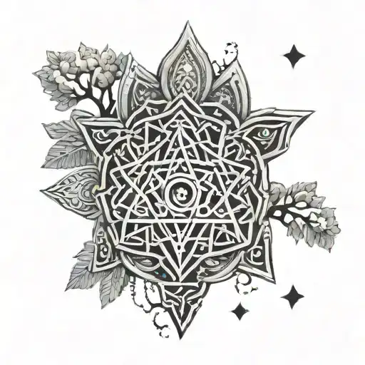 Hamsa With Star Of David And Tree Of Life Intertwined