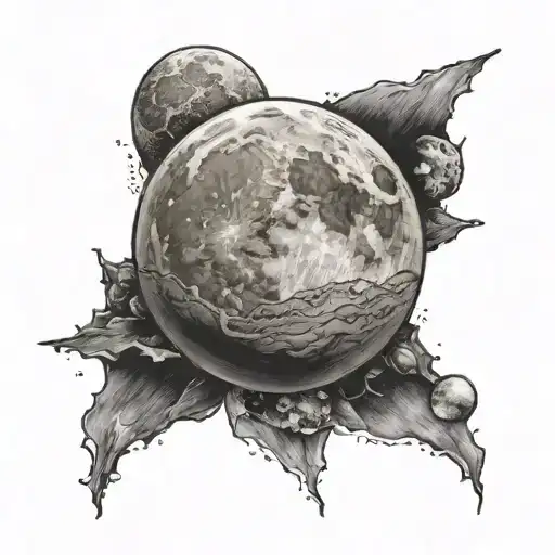 Full Moon With Half Moon Phases On Both Sides Of Full Moon