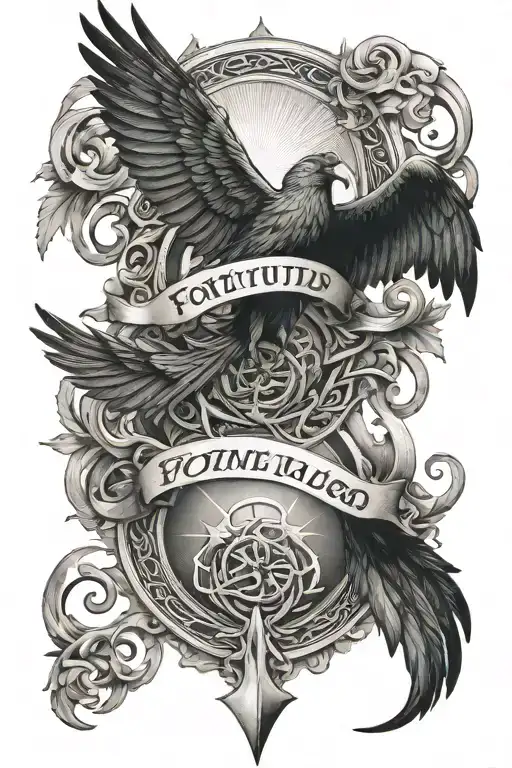 An Infinity Symbol With Birth Date The Word Fortitudo And Celestial Elements Or The Dauntless Birds