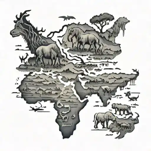Big 5 Animal Continent Map Showing All