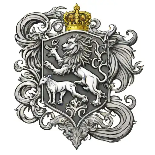 Scottish Clan Duncan Crest With Unicorn And Lion Rampant