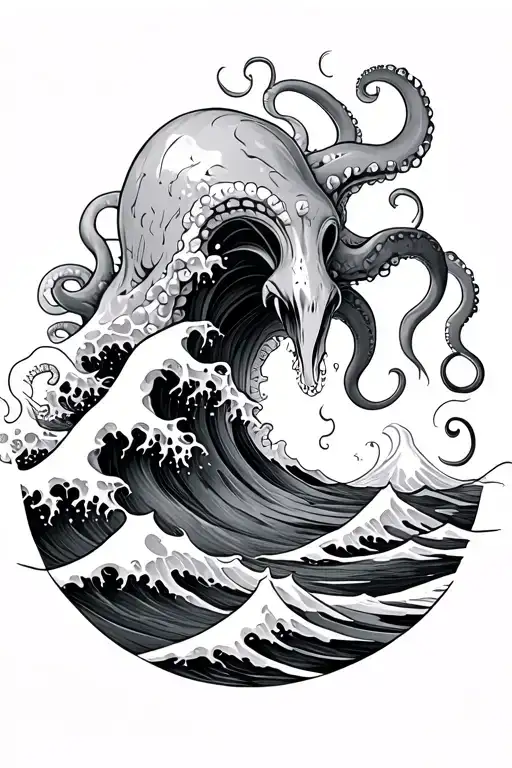 Tentacles Rising From The Ocean Wave Crashing