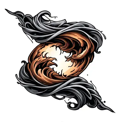 Scar Cover Tattoo Forearm Brownish Waves Forming