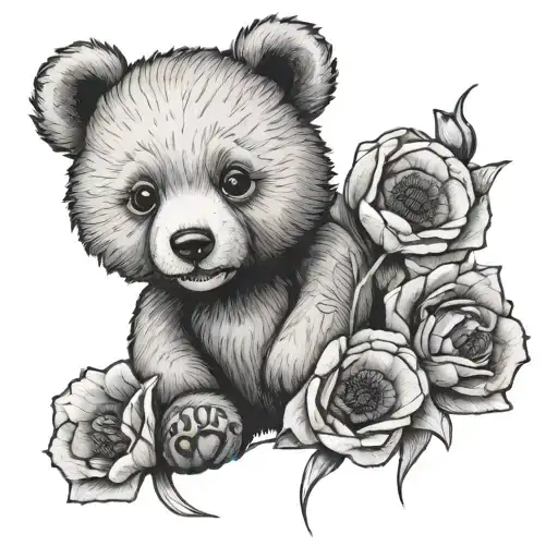 Teddy Bear And Poppy Flower