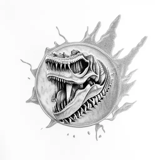 Sunflower And T-rex Dinosaure Skull