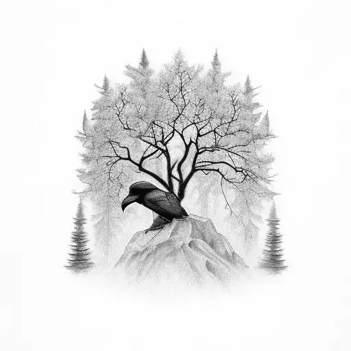 Raven And Trees