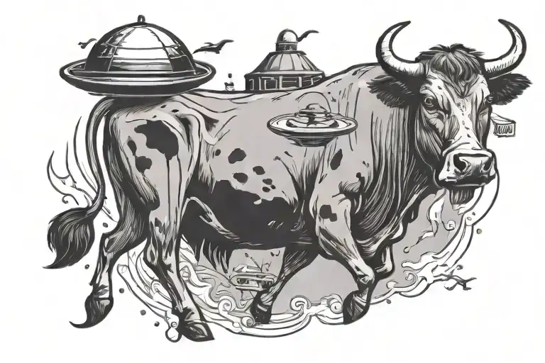 Cow Abducting A Ufo With Its Udders