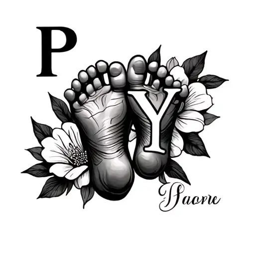 Baby Feet And Name Letter P And Y Letters