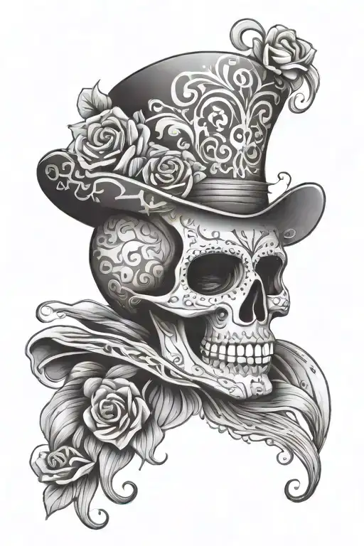 Sugar Skull Wearing Hat
