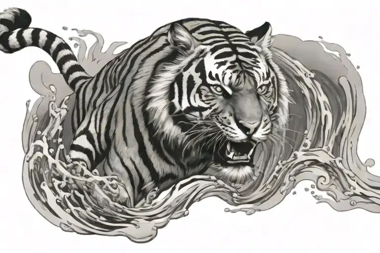 Tiger Running In Water