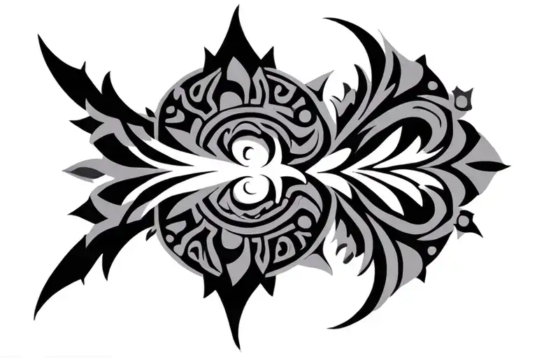 Tribal Style Of The Elements Incorporated In A Circle