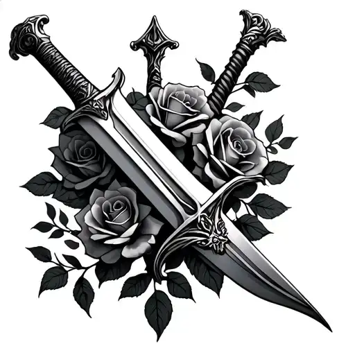 A Sword With Roses Wrapped Around It