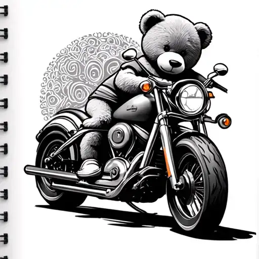 Teddy Bear On Motorcycle
