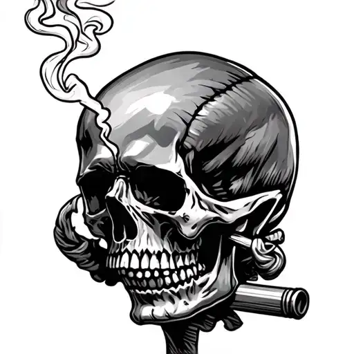 Sad Skull Smoking Thinking About Life