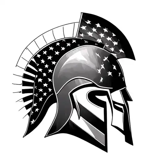 Spartan Helmet With American Flag Design
