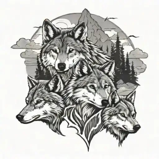 Wolf Pack On Mountain Trail