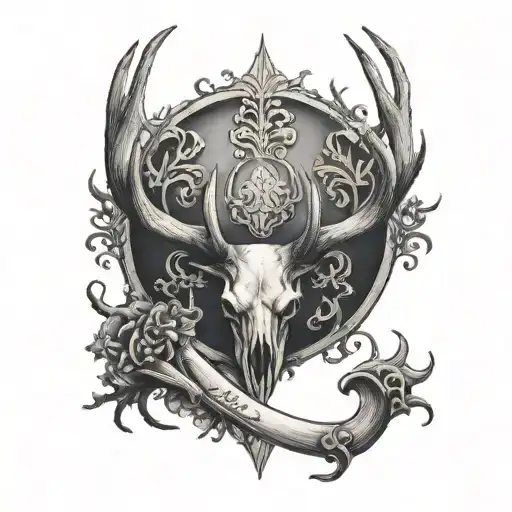 Antlers With Blank Scroll