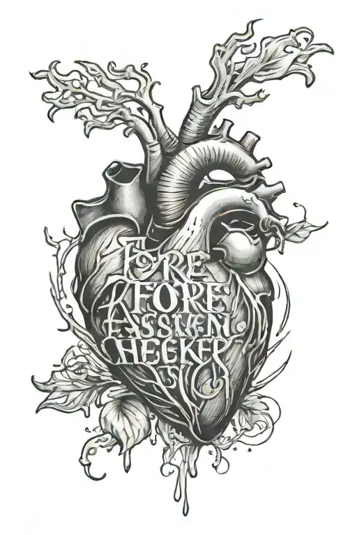A Drawing Of A Broken Heart Barely Held Together With The Word Foresaken Across It