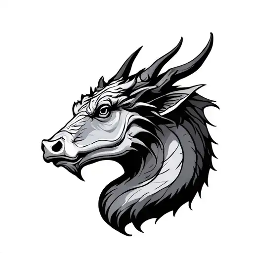 A Dragon With A Cow's Head Profile Holding